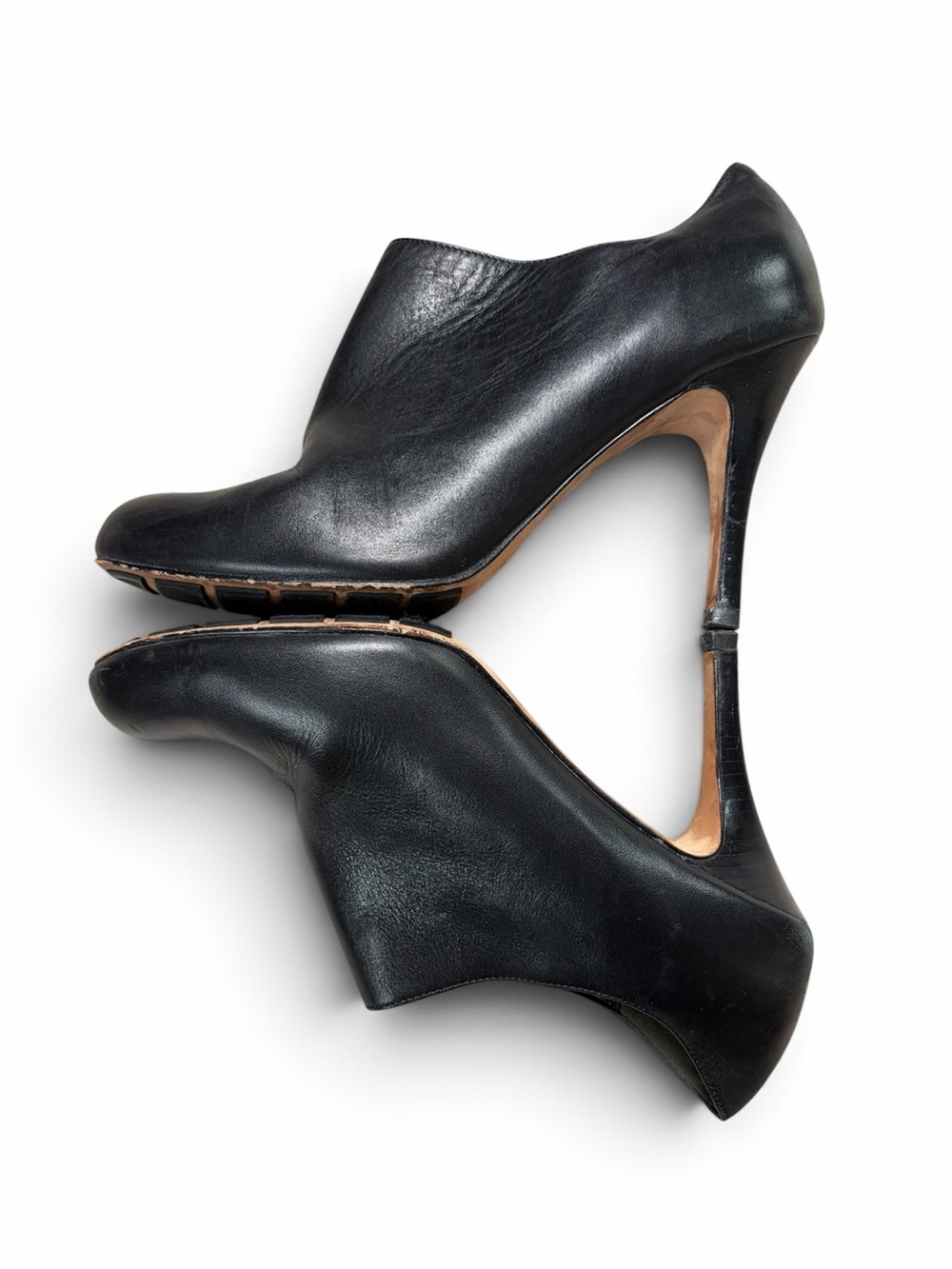 Cole Haan Nike Air Black Leather Zip Booties Stiletto Heels Women’s 10.5B